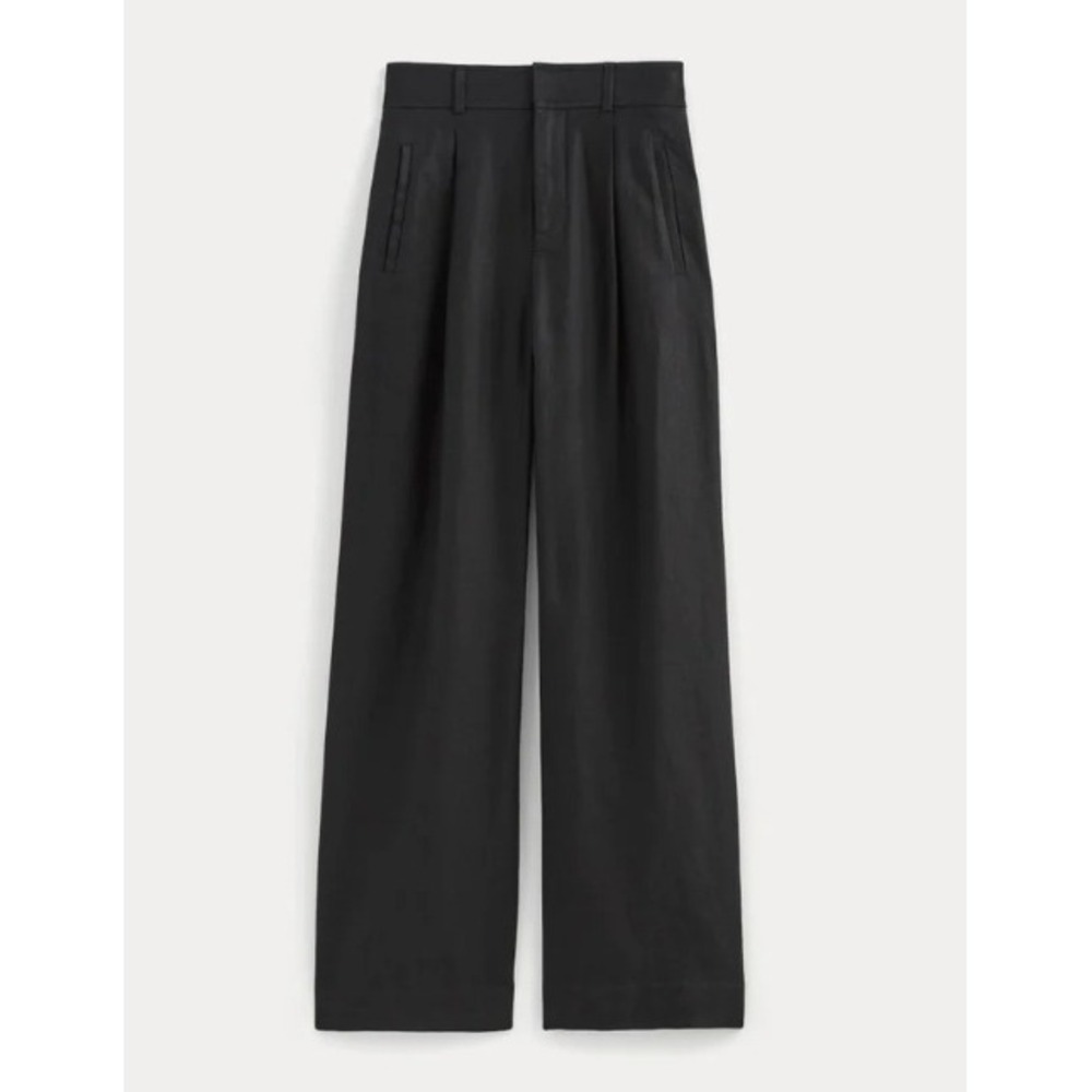 Everlane Way-High Drape Pant Black Tencel Cotton Wide Leg Pleated Trousers 6S